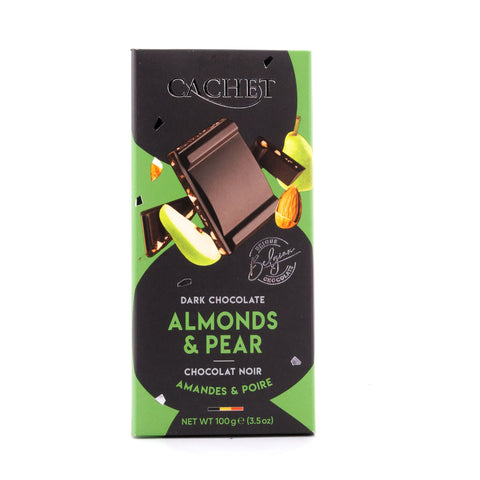 Cachet Dark Chocolate Almonds & Pear Zartbitterschokolade mit Mandel- und Birnenstücken Bild 1