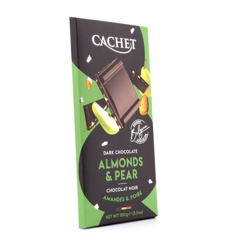 Cachet Dark Chocolate Almonds & Pear Zartbitterschokolade mit Mandel- und Birnenstücken Bild 2