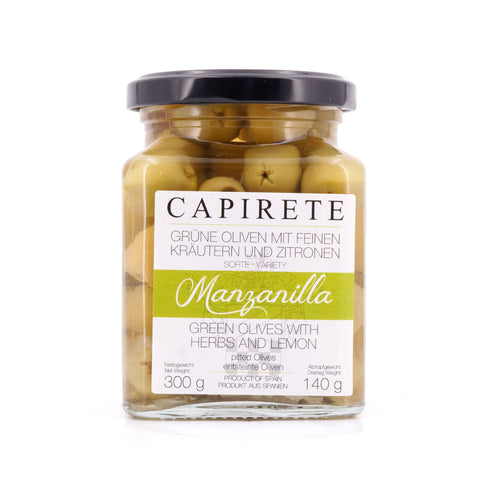 Capirete Manzanilla Oliven grüne Oliven mit Kräutern 300g Bild 1