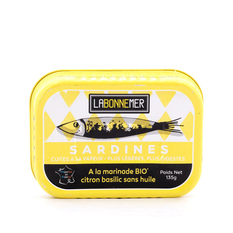 Ferrigno La Bonne Mer Sardinen mit Bio-Zitrone und Basilikum-Marinade ohne Öl 135g Bild 1