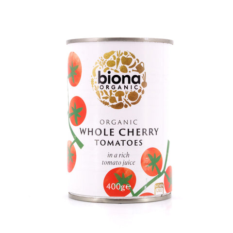 Biona Organic Whole Cherry Tomatoes Kirschtomaten im Ganzen in reichhaltigem Tomatensaft Bild 1