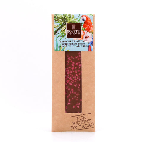 BOVETTI Chocolat Au Lait Roses Cristallisées Milchschokolade mit kandierten Rosenblütenstückchen Bild 1