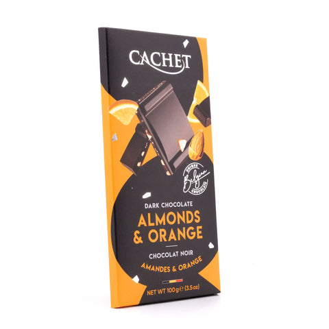Cachet Dark Chocolate Almonds & Orange Zartbitterschokolade mit Mandelstücke und kandierten Orangenzesten Bild 2