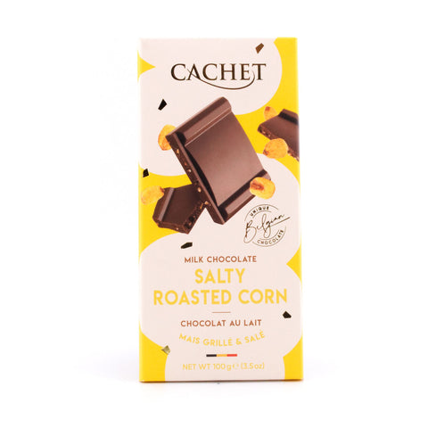 Cachet Milk Chocolate Salty Roasted Corn Vollmilchschokolade mit gerösteter Maisstücke und Meersalz Bild 1