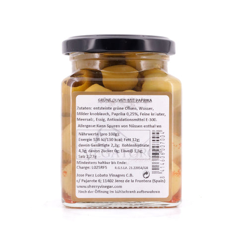 Capirete Hojiblanca grüne Oliven mit Paprika 300g Bild 3