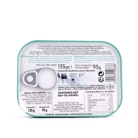 Ferrigno La Bonne Mer Sardinen mit Bio-Olivenöl 135g Bild 3