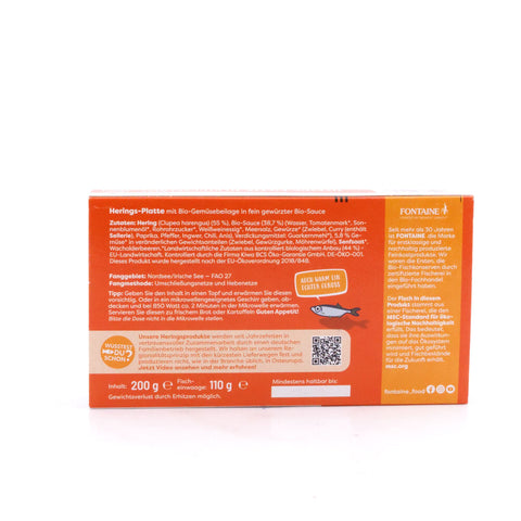 Fontaine Hering Filets Heringsplatte in fruchtiger Bio-Sauce mit feiner Curry-Note 200g Bild 3