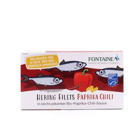 Fontaine Hering Filets  Paprika Chili in leicht pikanter Bio-Paprika-Chili-Sauce 200g Bild 1