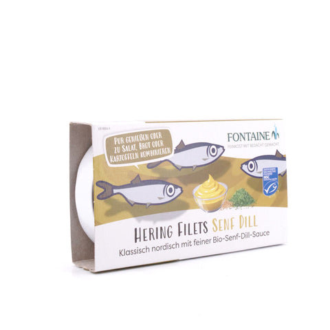 Fontaine Hering Filets Senf Dill mit feiner Bio-Senf-Dill-Sauce 200g Dose Bild 2