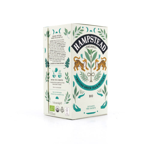 Hampstead Tea Matcha Green Tea & Nettle BIO 20 plastikfreie Teebeutel Bild 2