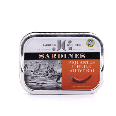 Jacques Gonidec Pikante Sardinen in nativem Bio-Olivenöl 115g Bild 1