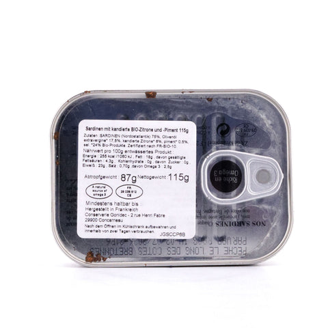 Jacques Gonidec Pikante Sardinen in Olivenöl mit kandierter Bio-Zitrone und -Piment 115g Bild 3