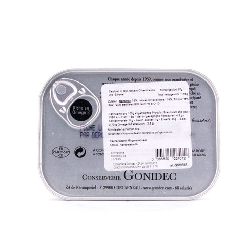 Jacques Gonidec Sardinen in Bio-Olivenöl mit Zitrone 115g Bild 3