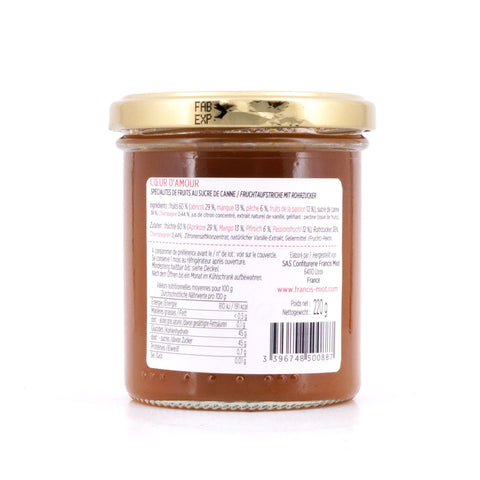 Maison Francis Miot Coeur d`Amour Konfitüre aus Aprikose, Mango, Passionsfrucht, Pfirsich & Champagner, mit Rohrzucker Bild 2